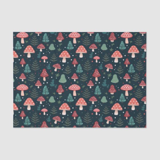 Kerstmis Paddestoel Patroon Vakantie Tissuepapier (Voorkant)