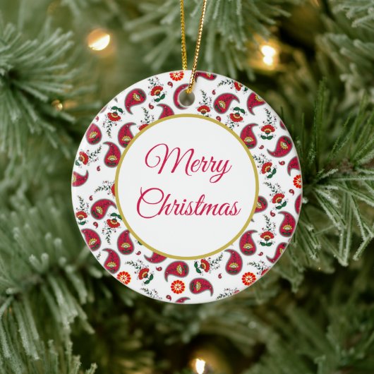 Kerstmis paisley keramische ornament (Boom)