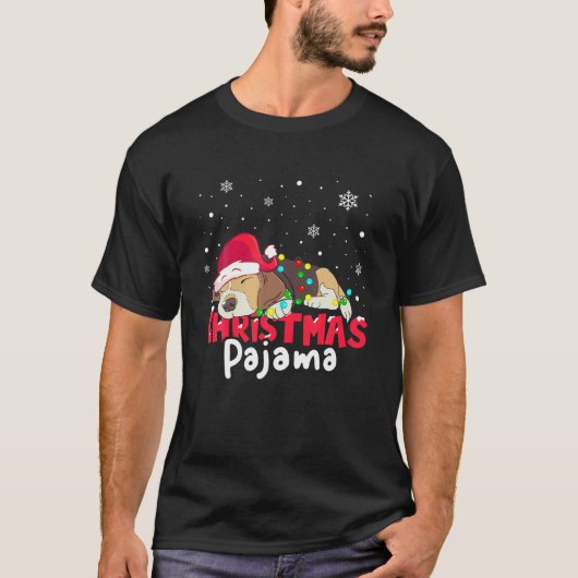 Kerstmis Pajama Beagle Dog Pjs Women Girls T-shirt (Voorkant)
