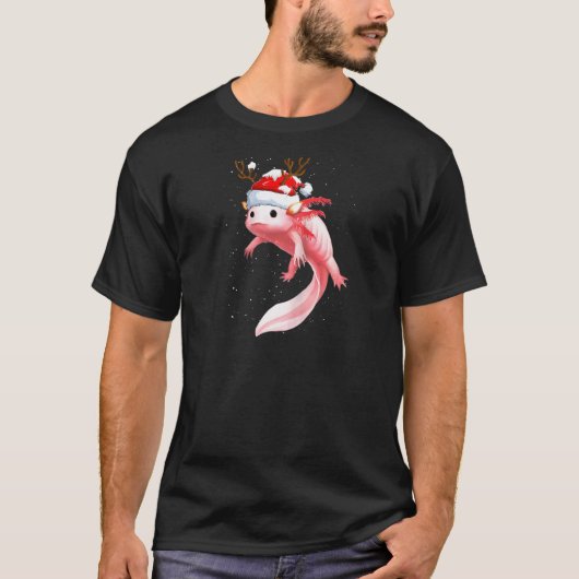 Kerstmis Pajama Dabbing Axolotl Santa Hat Reindee T-shirt (Voorkant)