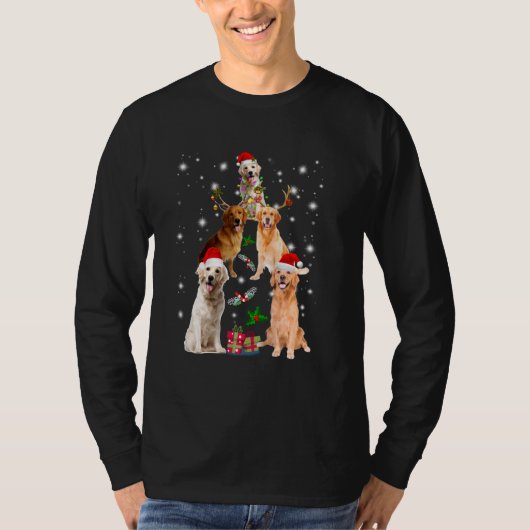 Kerstmis Pajama Golden Retriever Tree Xmas Dog T-shirt (Voorkant)