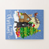 Kerstmis Pajama Great Dane Tree Xmas Dop Dad mam Legpuzzel (Horizontaal)