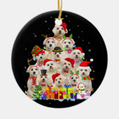 Kerstmis Pajama Maltese boom Xmas cadeaus pap Keramisch Ornament (Voorkant)