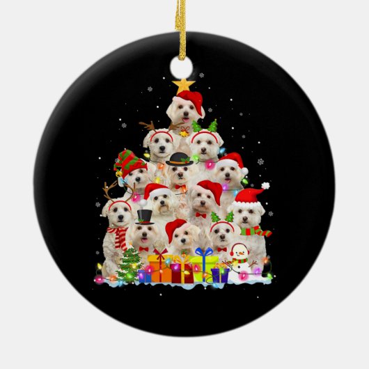 Kerstmis Pajama Maltese boom Xmas cadeaus pap Keramisch Ornament (Achterkant)