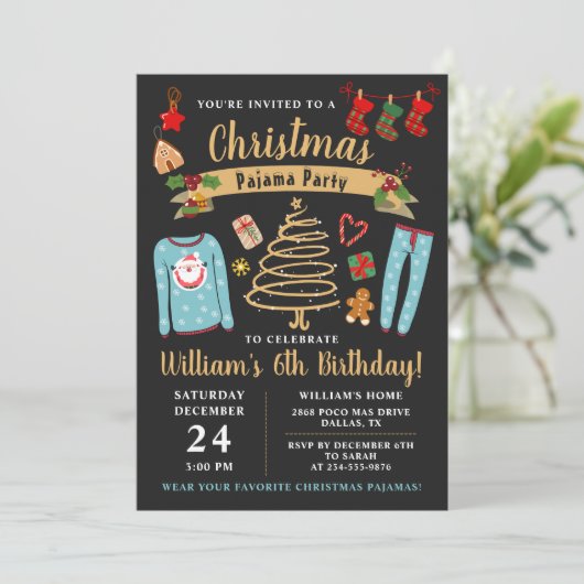 Kerstmis Pajama Party Boys Sleepover Birthday Kaart (Staand voorkant)