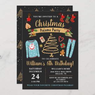 Kerstmis Pajama Party Boys Sleepover Birthday Kaart