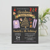 Kerstmis Pajama Party Girls Slapepover Birthday Kaart (Staand voorkant)