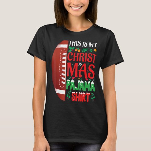 Kerstmis Pajama Santa Hat USA American Football S. T-shirt (Voorkant)