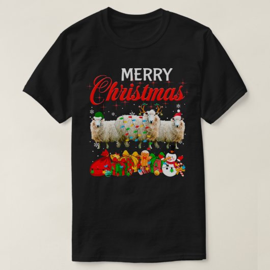 Kerstmis Pajama Sheep Lover Xmas - lampjes Anim T-shirt (Design voorkant)