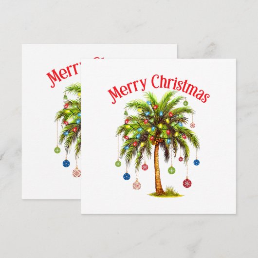 Kerstmis Palmbomen Licht Hawaiaans Tropisch  Kaart (Voorkant / Achterkant)