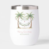 Kerstmis Palmbomen Met Hangmat Aan De Kust (Achterkant)