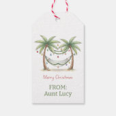 Kerstmis Palmbomen Met Hangmat Aan De Kust Cadeaulabel (Achterkant)