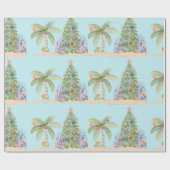 Kerstmis Palmboom Cadeauverpakking Aan de Kust – O Cadeaupapier (Vlak)