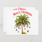 Kerstmis Palmboom Licht Hawaiaans Tropisch  Feestdagenkaart (Voorkant / Achterkant)