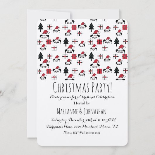 Kerstmis Panda Cadeaus Holiday Trees Kaart (Voorkant)