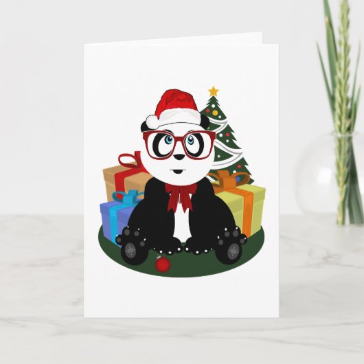 Kerstmis - Panda Nerd Feestdagen Kaart (Voorkant)