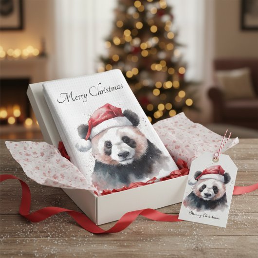 Kerstmis Panda, op maat Cadeaulabel