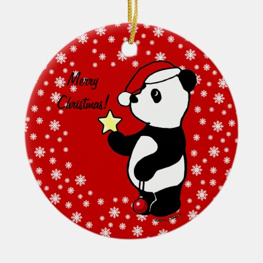Kerstmis Panda Stocking Keramisch Ornament (Voorkant)