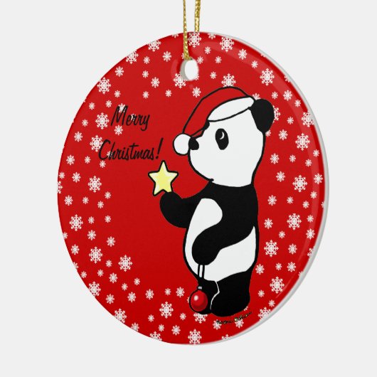 Kerstmis Panda Stocking Keramisch Ornament (Links)