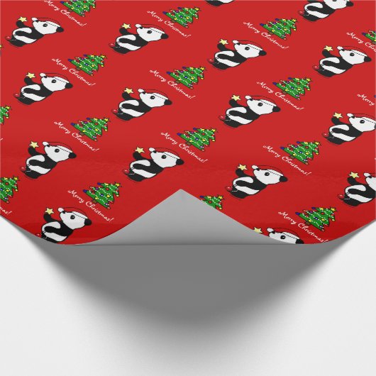 Kerstmis Panda Stocking Red Cadeaupapier (Hoek)