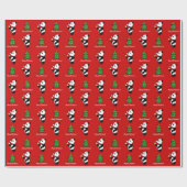 Kerstmis Panda Stocking Red Cadeaupapier (Vlak)