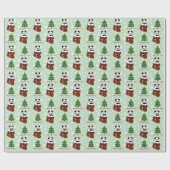Kerstmis Panda Stocking Snowflakes Cadeaupapier (Vlak)