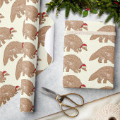 Kerstmis Pangolin Dragen van een kerstmuts Cadeaupapier