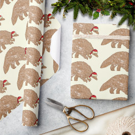 Kerstmis Pangolin Dragen van een kerstmuts Cadeaupapier