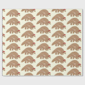 Kerstmis Pangolin Dragen van een kerstmuts Cadeaupapier (Vlak)