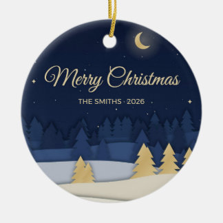 Kerstmis Papercut Bos Familie Ornament