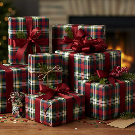 Kerstmis-papier met preppy ruitpatroon cadeaupapier