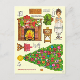 Kerstmis 🤶 Papieren Pop Vintage Speelgoed Briefkaart
