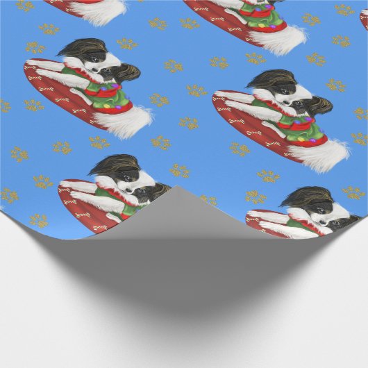 Kerstmis - papillon Gold Paws - patroon Cadeaupapier (Hoek)