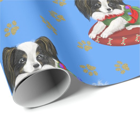 Kerstmis - papillon Gold Paws - patroon Cadeaupapier (Rol Hoek)