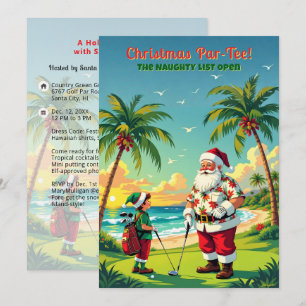 Kerstmis Par-Tee Grappige Tropische Golf Kerstman Kaart