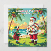 Kerstmis Par-Tee Pret Tropisch Golf Kerstman Feest Kaart (Voorkant)