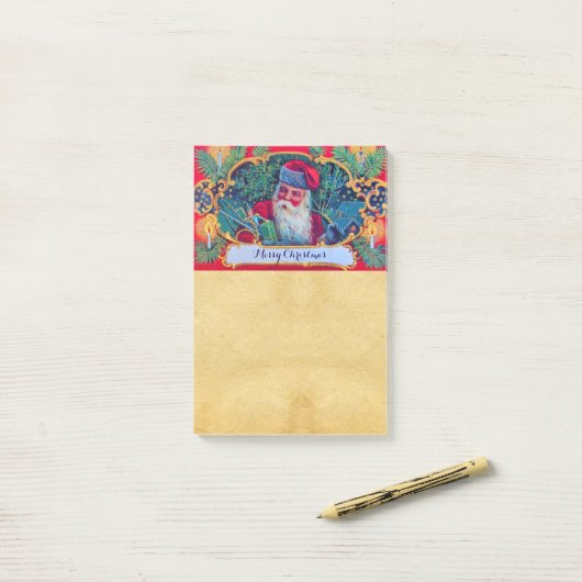 KERSTMIS PARCHMENT IN RETROSTIJL POST-IT® NOTES (Op bureau)