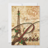 Kerstmis Parijs Noite Eiffel Tower Kaart (Achterkant)