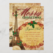 Kerstmis Parijs Noite Eiffel Tower Kaart (Voorkant / Achterkant)