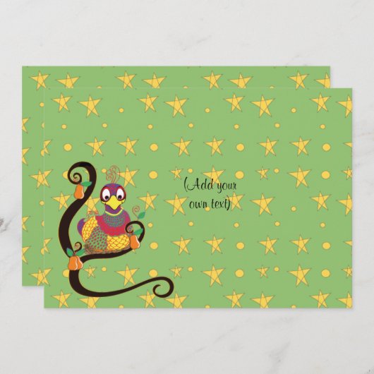 Kerstmis/Partridge, tweezijdig/plat/kaart/en v 7 i Feestdagenkaart (Voorkant / Achterkant)