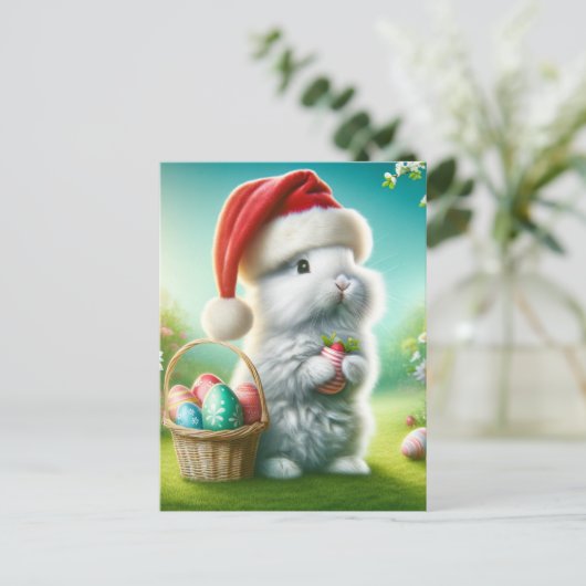 Kerstmis Pasen Konijn Briefkaart (Staand voorkant)
