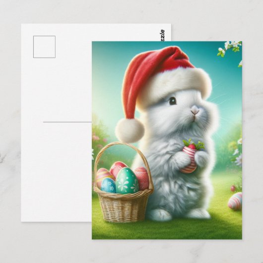Kerstmis Pasen Konijn Briefkaart (Voorkant / Achterkant)