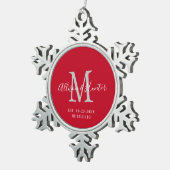 Kerstmis Passen getrouwd Vastgestelde monogram Tin Sneeuwvlok Ornament (Rechts)