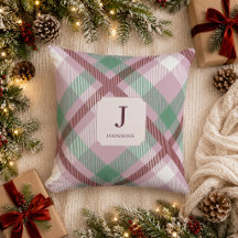Kerstmis Pastel Plaid Monogram