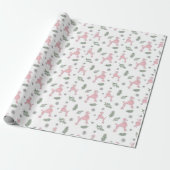 Kerstmis Pastel Roze Poodle Cadeaupapier (Uitgerold)
