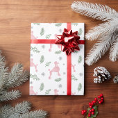 Kerstmis Pastel Roze Poodle Cadeaupapier