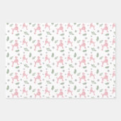 Kerstmis Pastel Roze Poodle Cadeaupapier (Voorkant)