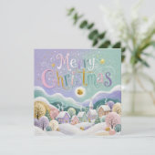 Kerstmis Pastel Winterdorp Sneeuwhuizen Kaart (Staand voorkant)