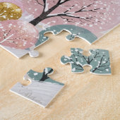 Kerstmis Pastel Winterdorp Sneeuwhuizen Legpuzzel (Zijkant)
