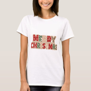 Kerstmis Patchwork Lettering Design T-shirt